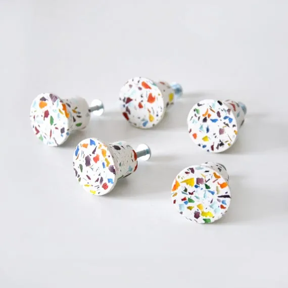 Terrazzo cabinet knob Multicolor Recycled Glass, Handmade Hardware (PRICE PER UNIT)