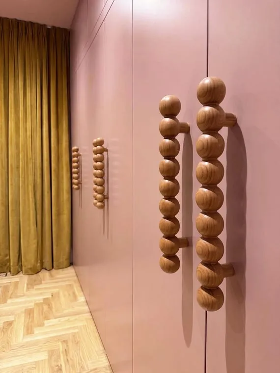 Large Beaded Wood Handles – Oversized Oak & Ash Cabinet Pulls | Handmade Custom Sizes