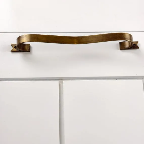 2 of Ribbon Style D Pulls 12" inches Brass Handle 30cm Antique Brass