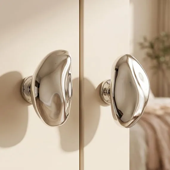 Organic Pebble Cabinet Knob Mushroom Drawer Pull Dresser Knob Kitchen Cabinet Hardware Furniture Knob Wardrobe Door Pull Modern Handle