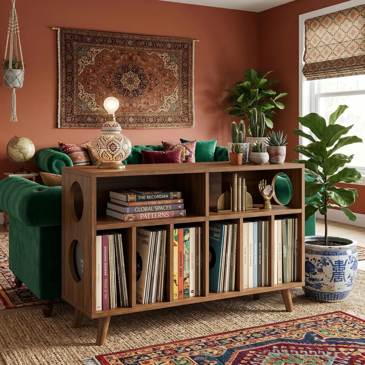 Mid Century Modern Vinyl Record Cabinet, Turntable Stand, LP Storage Console