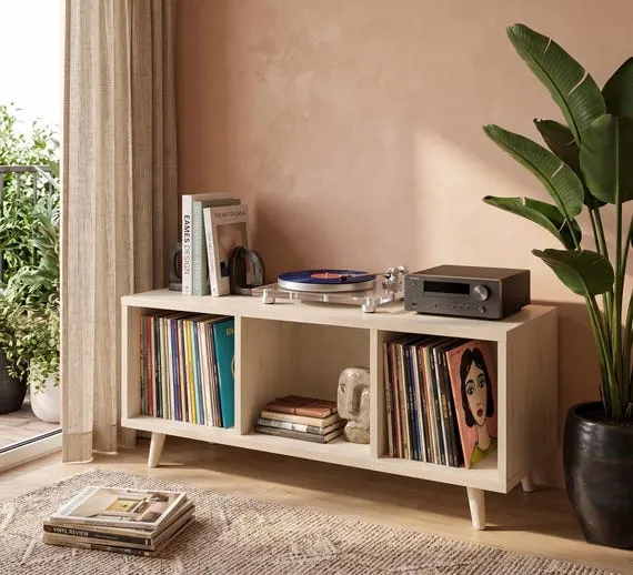 Mid Century Wood Vinyl Storage Cabinet